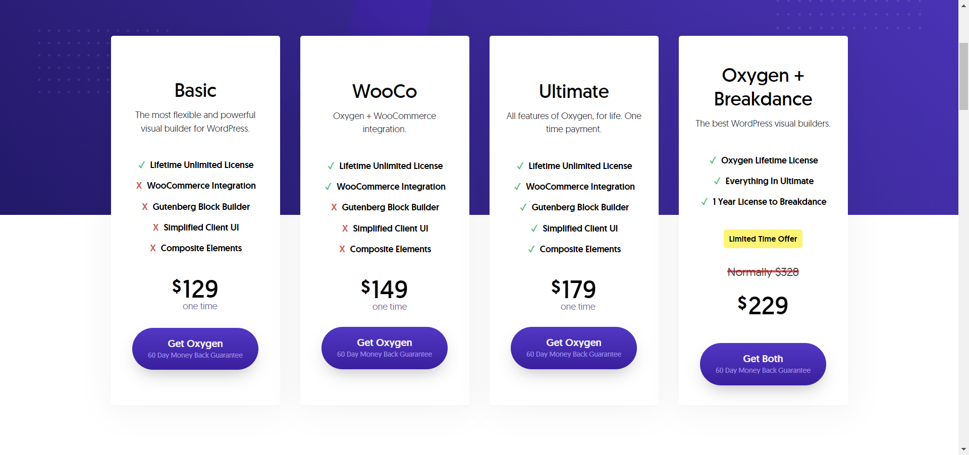 Oxygen Page Builder pricing