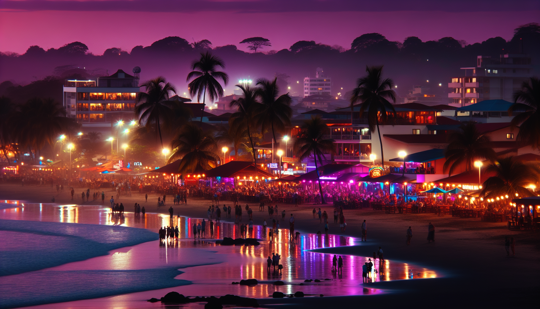 Vibrant nightlife at Jaco Beach, Costa Rica