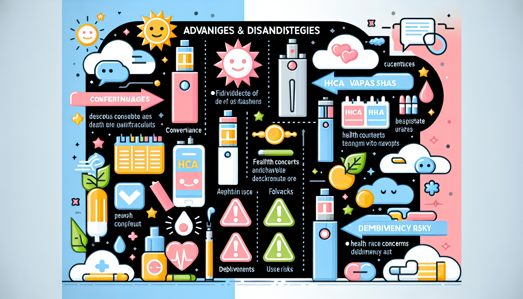 Eine Infografik über die Vorteile und Nachteile von HHCA Vapes.