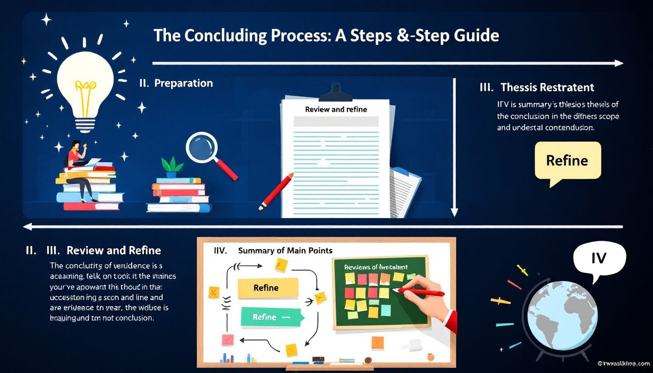 The process of writing a conclusion for an analytical essay.