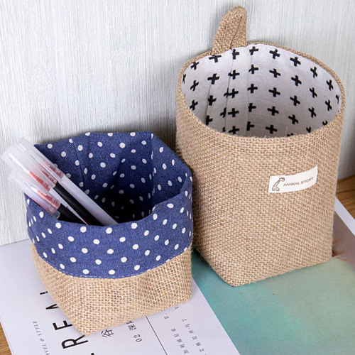 Jute Desktop Organizer Pen Holder