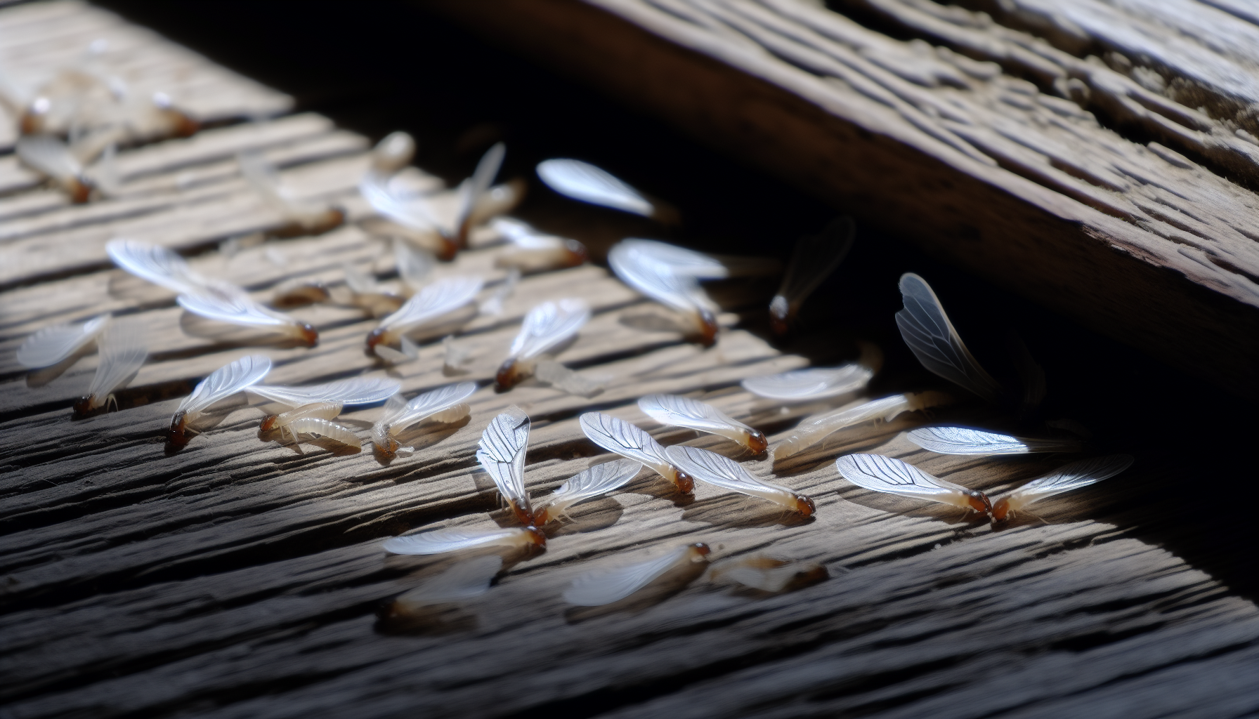 Photo of discarded termite wings near a window sill