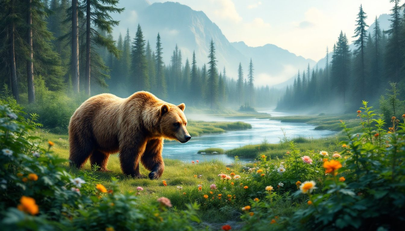 A peaceful scene showing a wild animal in its natural habitat, illustrating the concept of humane wildlife control.