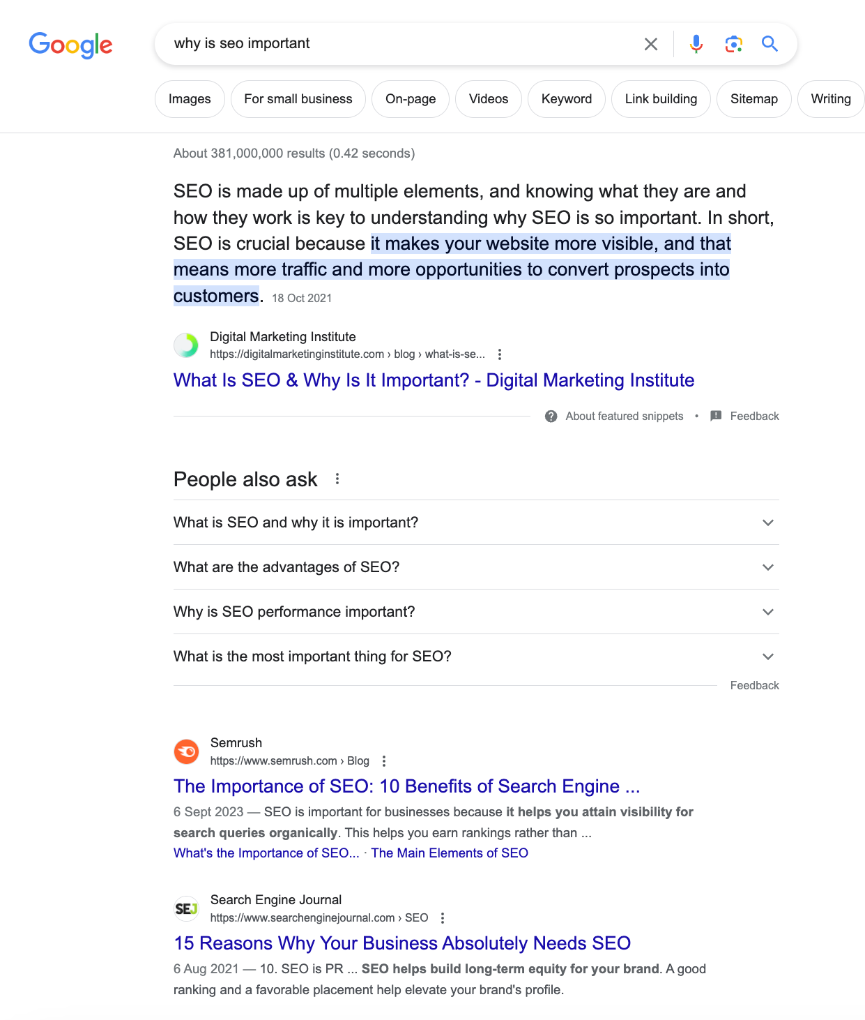 search results for SEO purpose