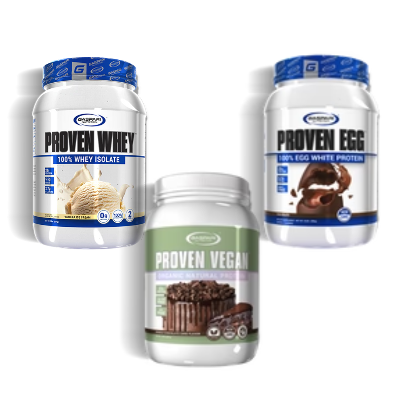 Image showing various types of protein powders from Gaspari Nutrition.