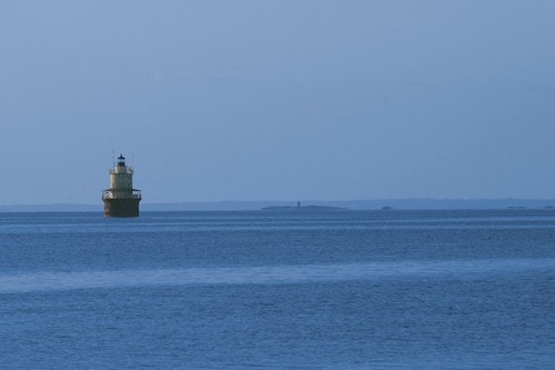 Historic buildings like lighthouses along the coast of New Bedford, Massachusetts