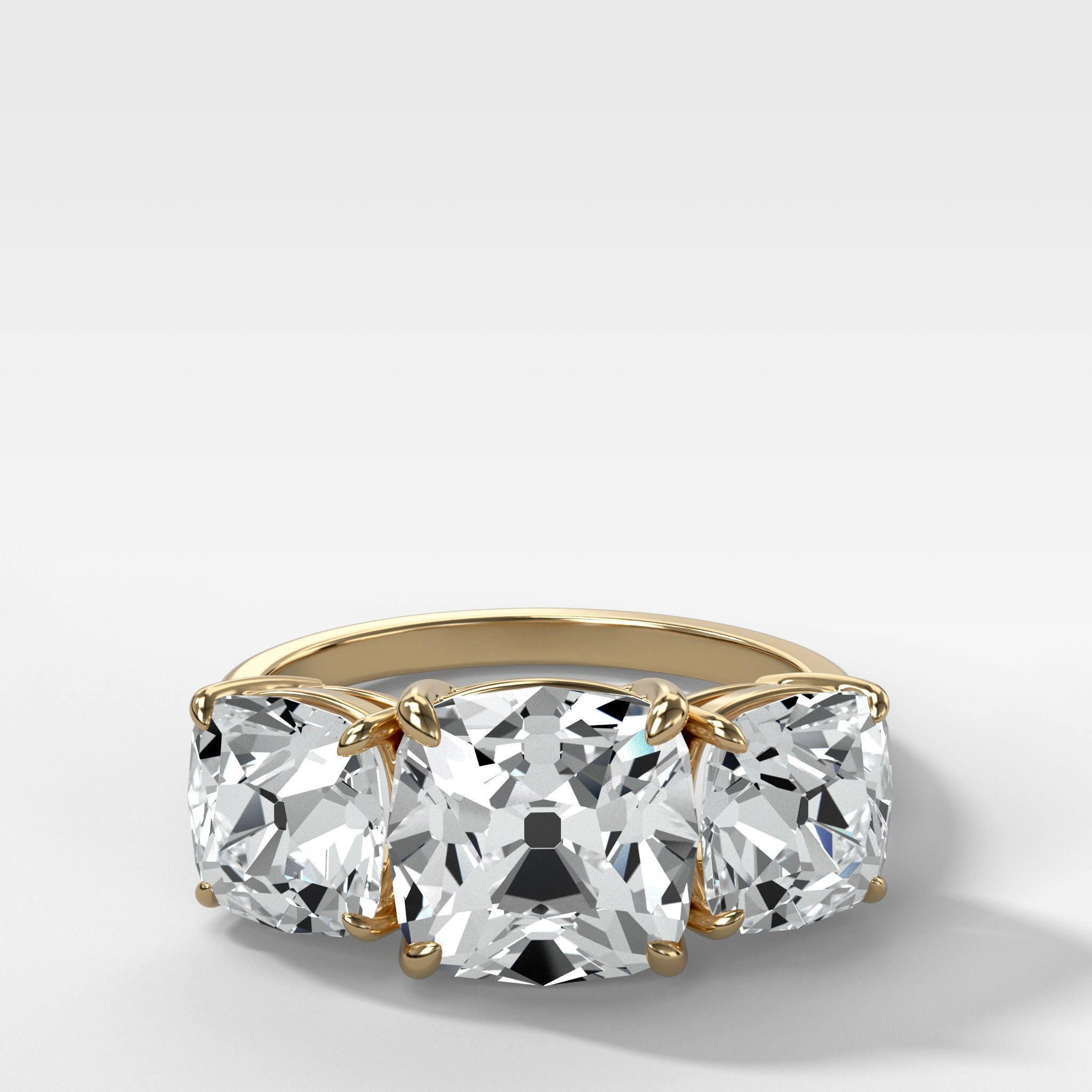 GOODSTONE Triad Engagement Ring With Old Mine Cut Diamonds