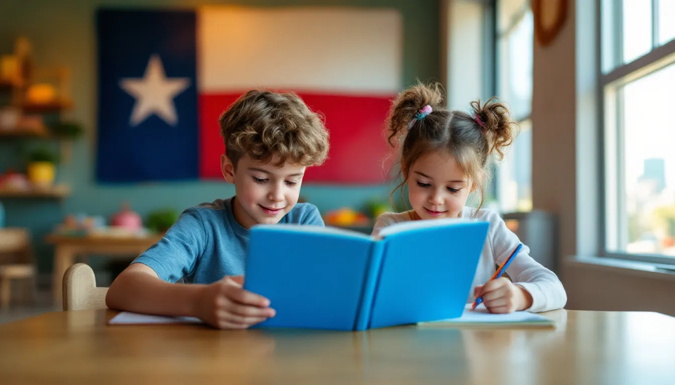 Children engaged in educational activities during a divorce situation.
