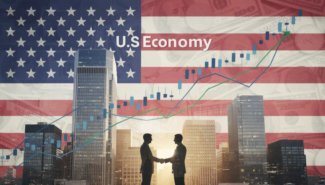 La imagen muestra una bandera estadounidense con elementos relacionados con negocios y finanzas, como gráficos, documentos y símbolos de impuestos, representando el entorno empresarial en EE. UU. y la importancia de cumplir con las obligaciones fiscales al abrir una LLC en el país.