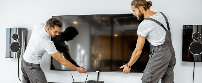 A flat panel TV can be awkward and heavy to handle, so you should always get a friend or professional to help you.