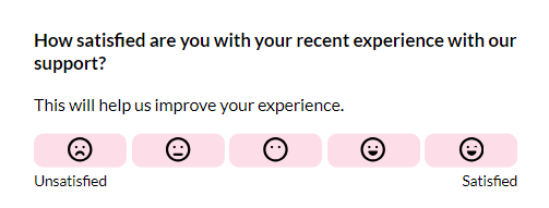 Example of a survey after the user talked to a customer service representative.