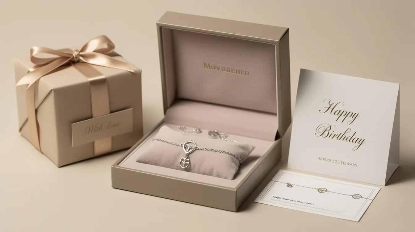 The image features an elegant white evil eye bracelet, beautifully presented as a perfect gift for various occasions such as birthdays or anniversaries. The bracelet is designed to offer protection and security to the wearer, and it is shown with an option for personalized notes and stylish gift-wrapping.