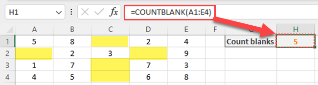 COUNTBLANK function