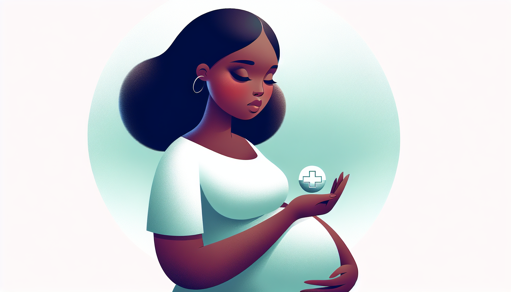 Illustration von schwangerer Frau und Arzneimitteln