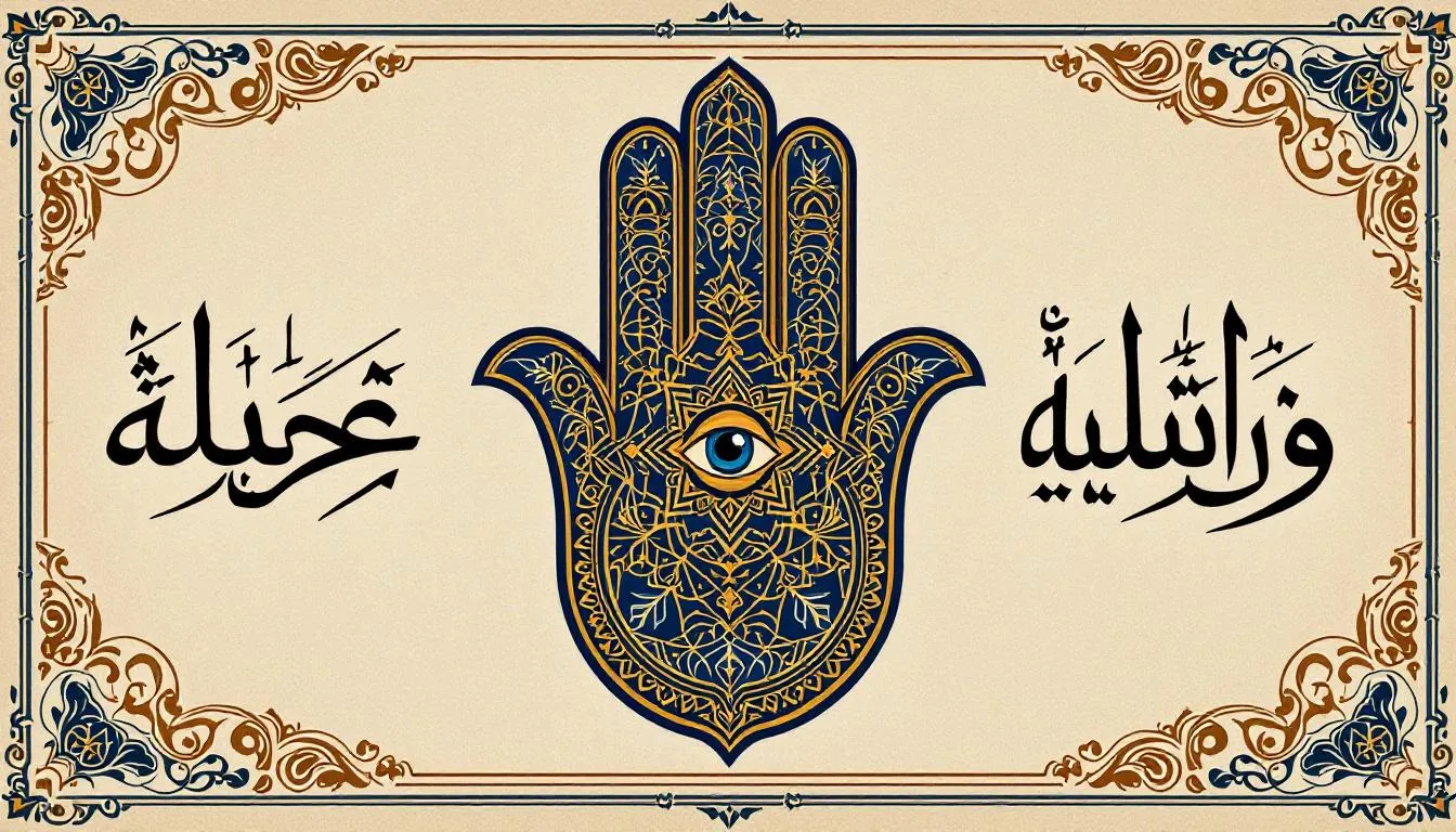 The image features a beautifully designed hamsa hand, a symbol rich in cultural significance across the Middle East, representing protection and good fortune. Its open palm, adorned with intricate patterns, reflects both Jewish and Islamic art, embodying the protective qualities believed to ward off the evil eye and bring luck to those who wear it as a pendant or amulet.