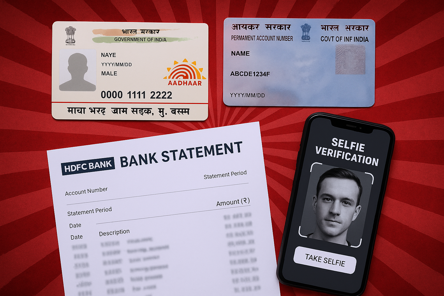 Essential documents required for aviator account verification including Aadhaar PAN card and bank statement
