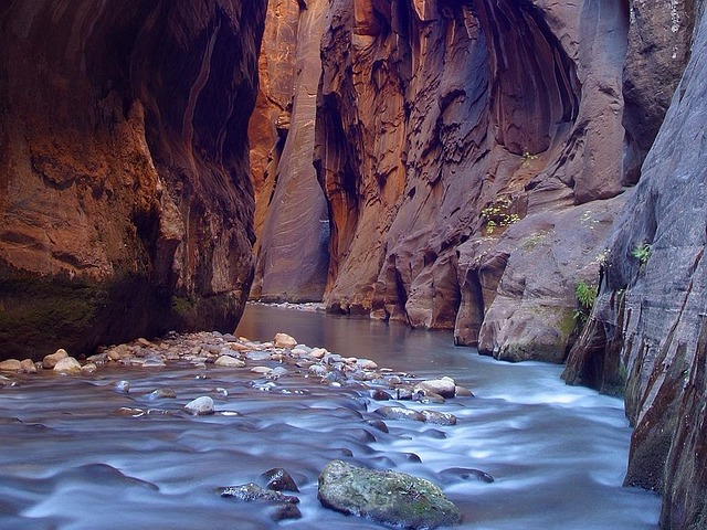 canyon, riverbed, narrow