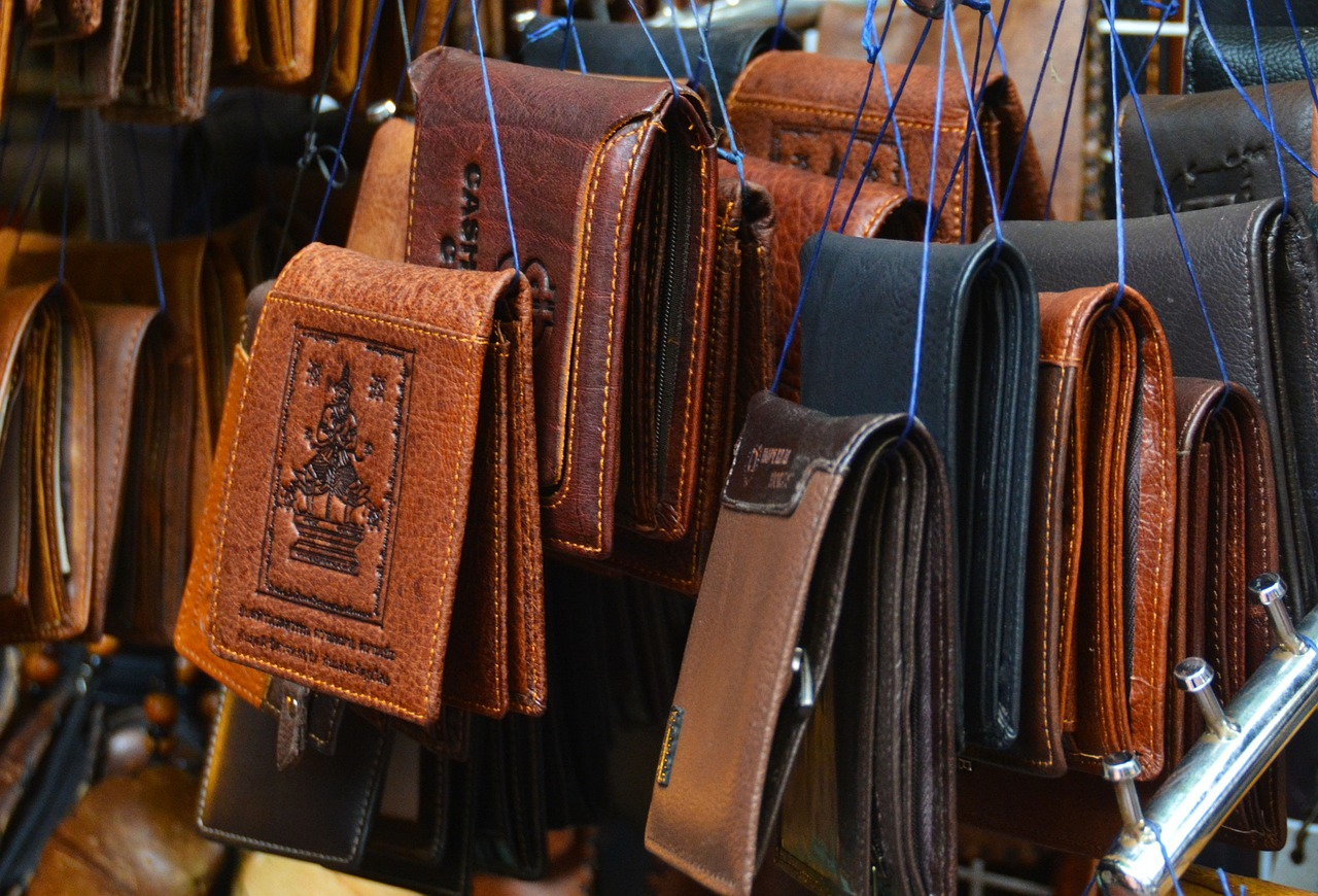 A wide selection of wallets for men in different colors and styles
