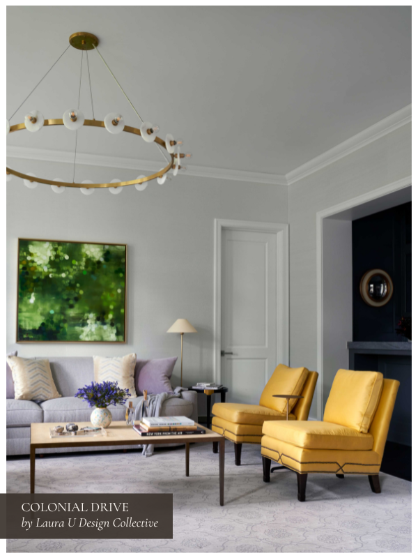 colorful design in the living room at Colonial Drive