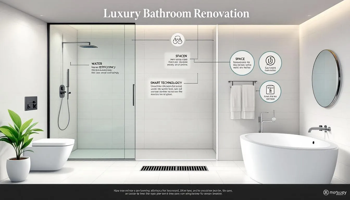 A luxurious bathroom renovation featuring a walk-in shower and modern fixtures.