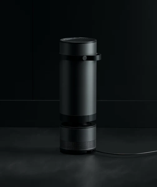 An image of the Heatbit Maxi space heater in a modern living room setting.