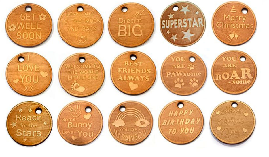 personalised wooden tags