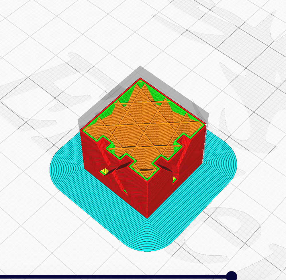 This is an example of both resolution of the print and the infill precentages