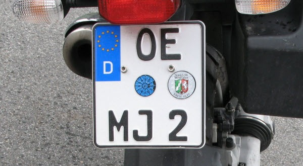 Plate number of motorcycle in Germany