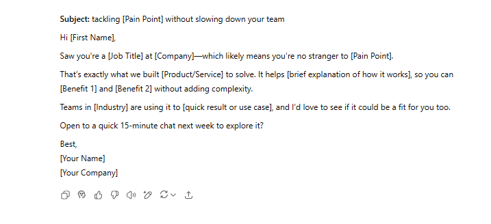 Cold email example with a clear CTA