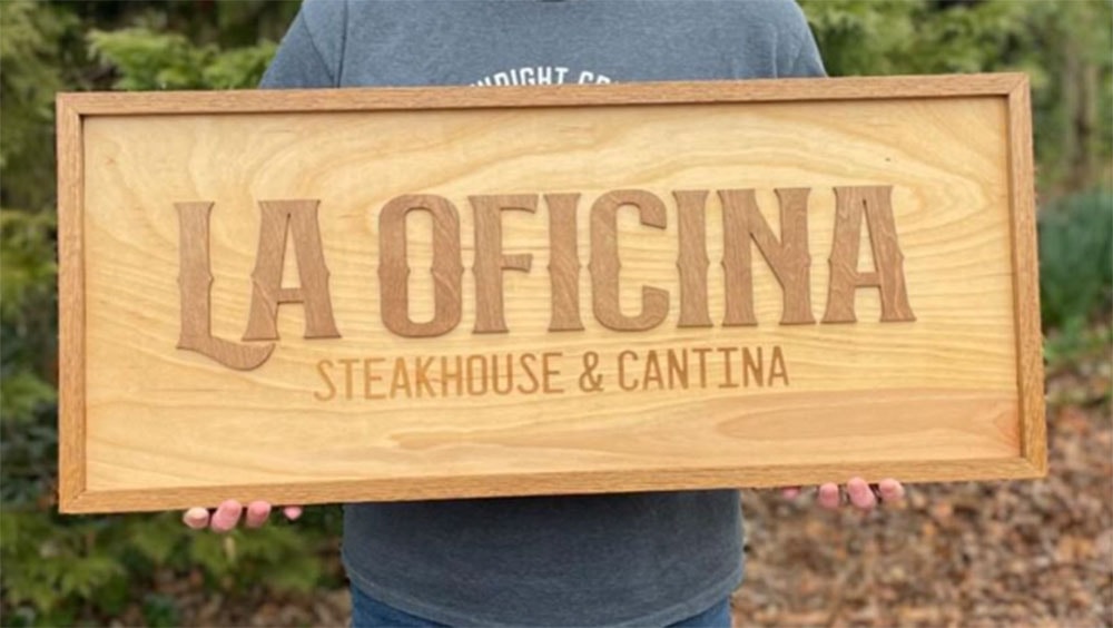 custom engraved sign for a local restaurant by Shawn Cartwright