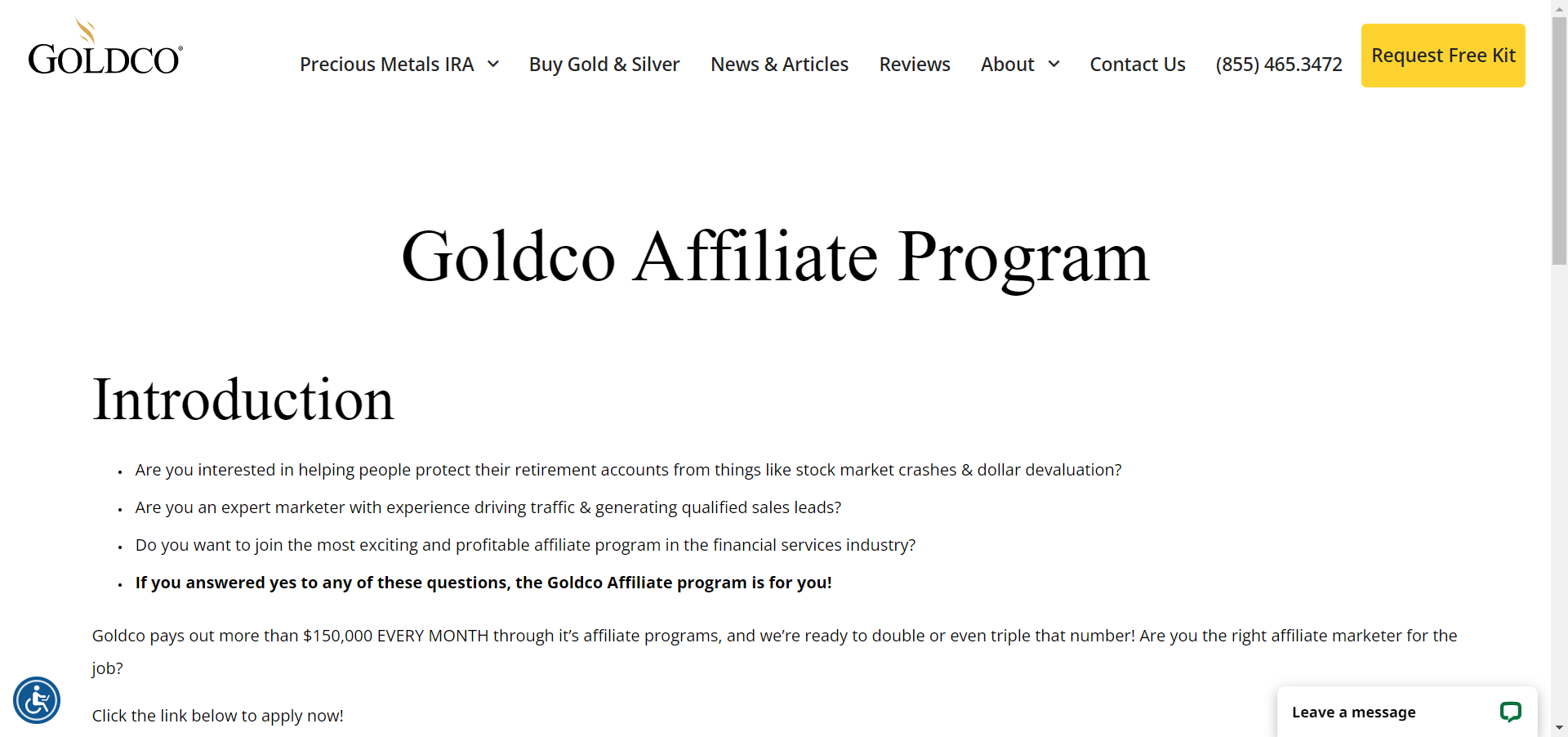 Gold Co Affiliate Program