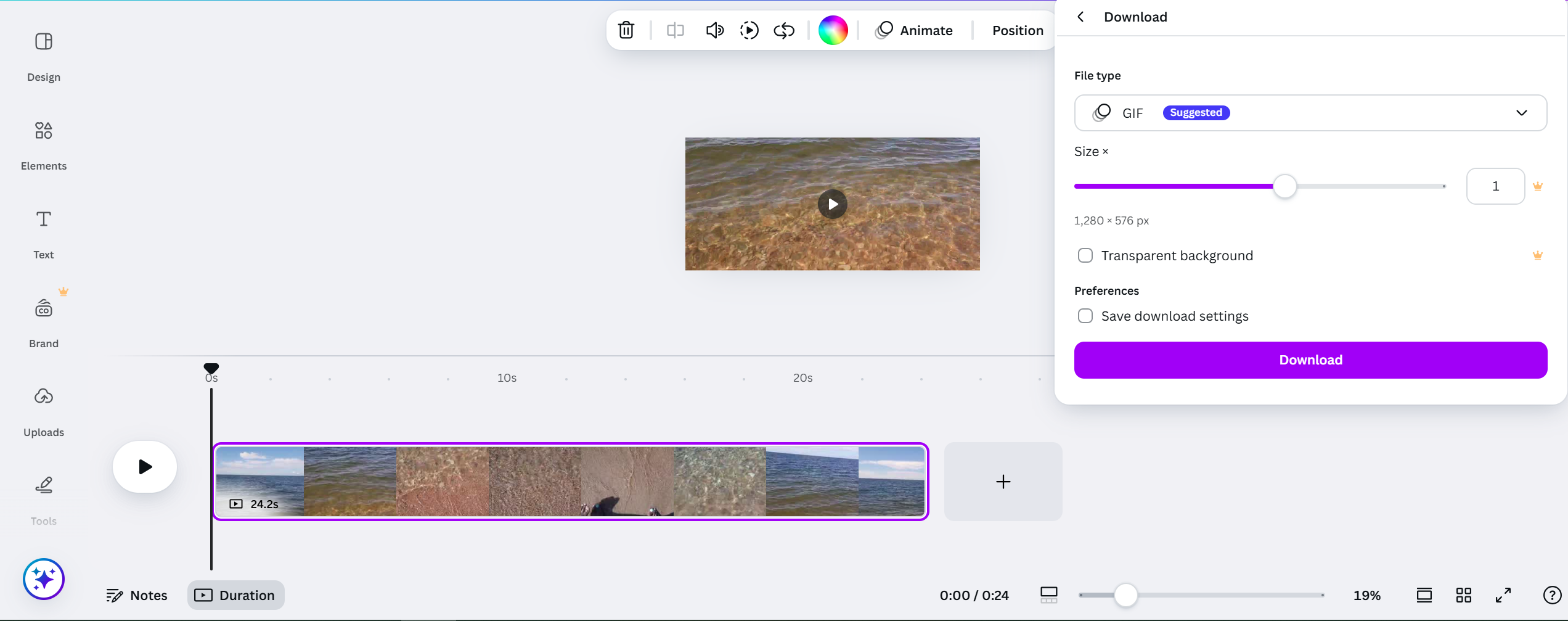Canva MP4 to GIF tool