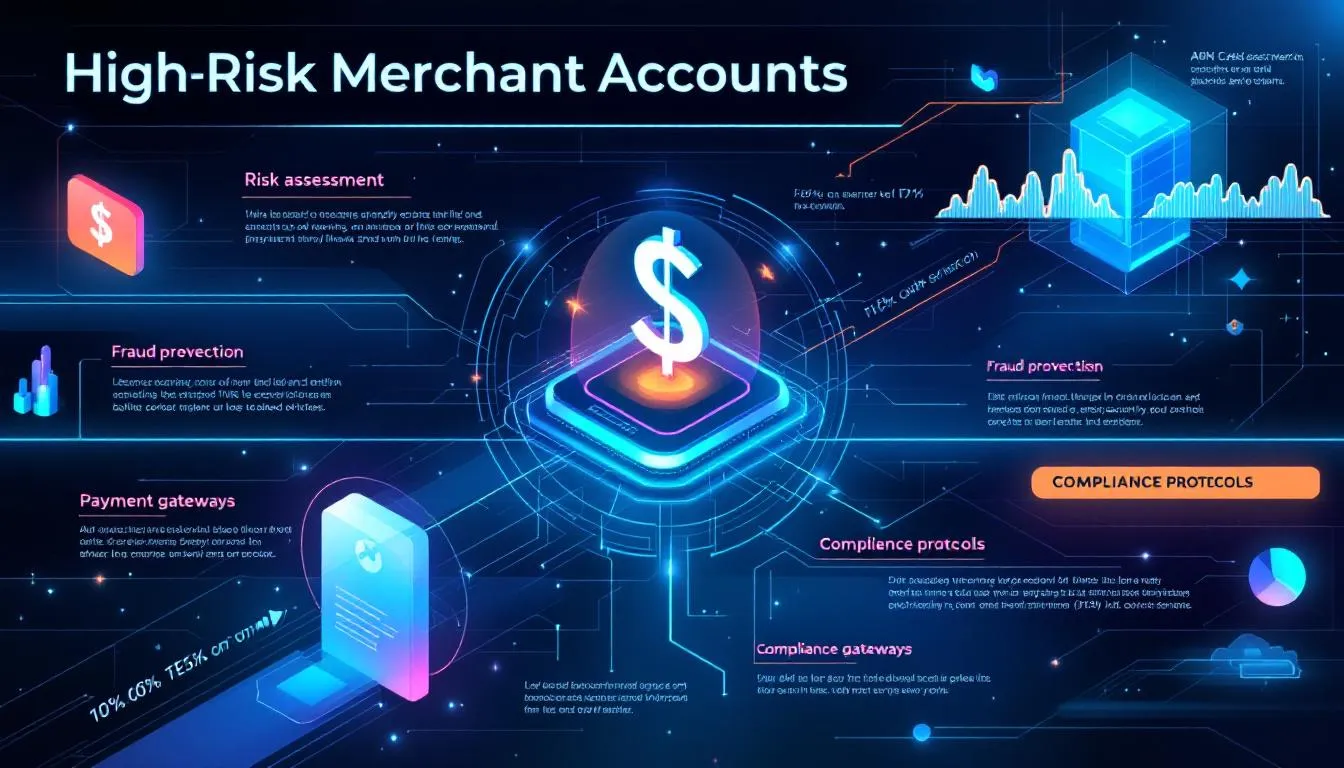 Key features of high risk merchant accounts highlighted through an infographic.