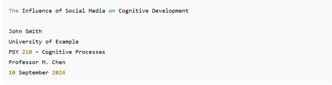 APA 7 Format First Page Layout