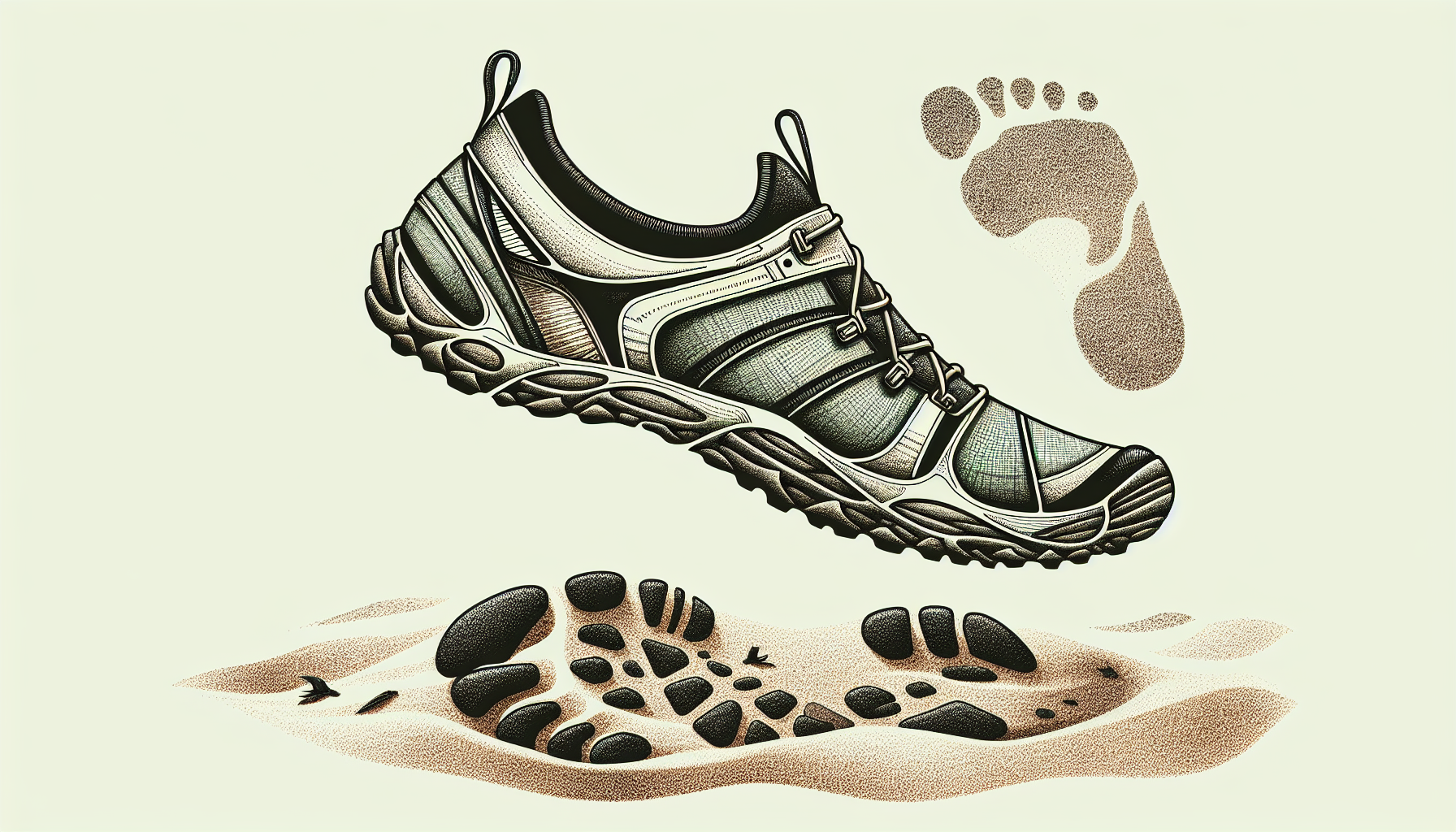 Illustration of barefoot shoes with wide toe boxes and zero-drop heels