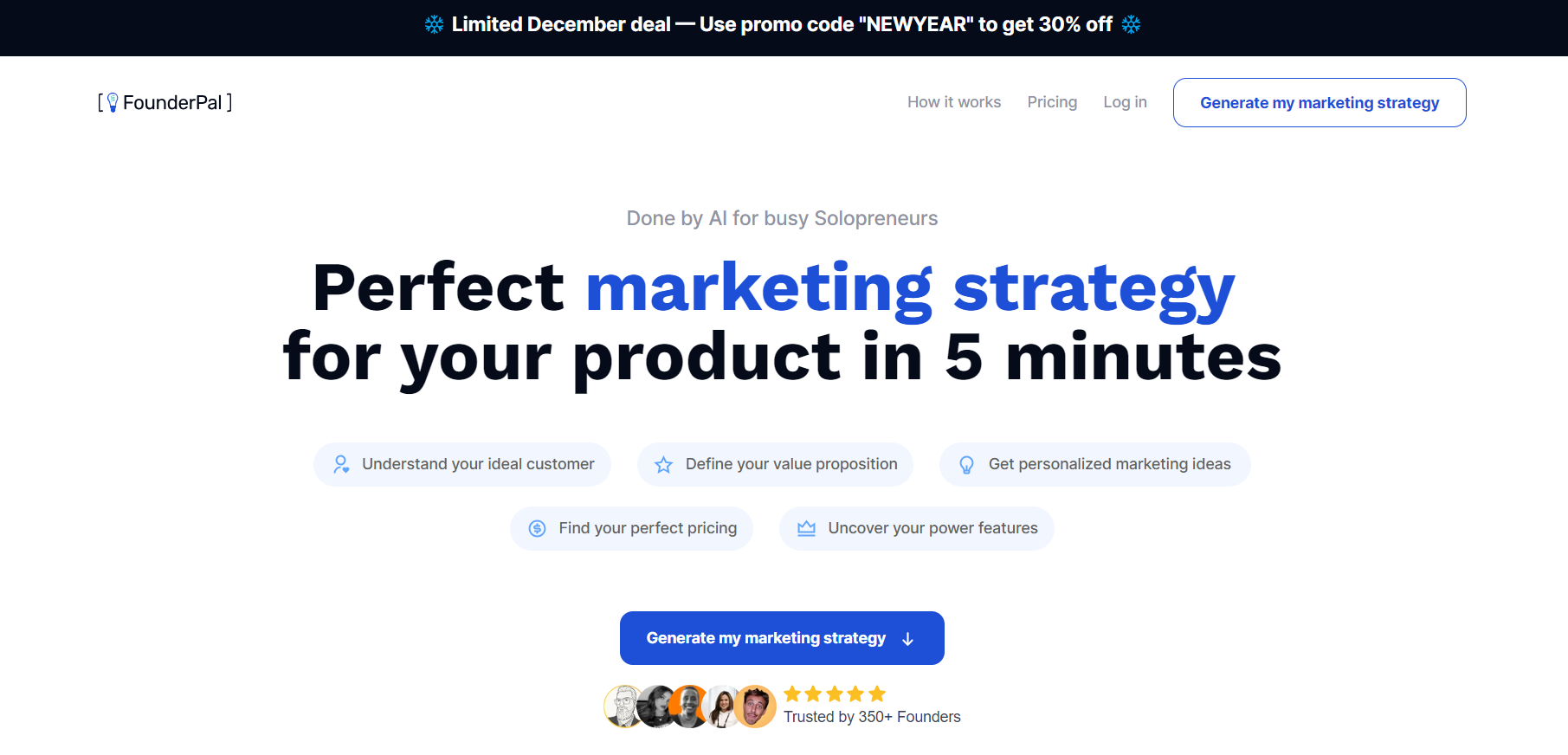 Marketing Strategy Generator homepage