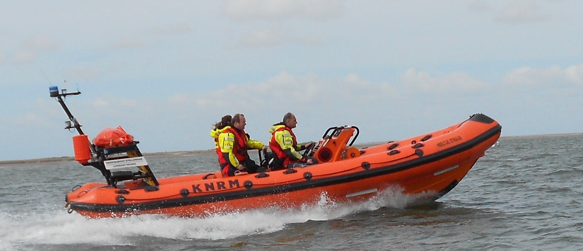 Rescue boat operated at sea