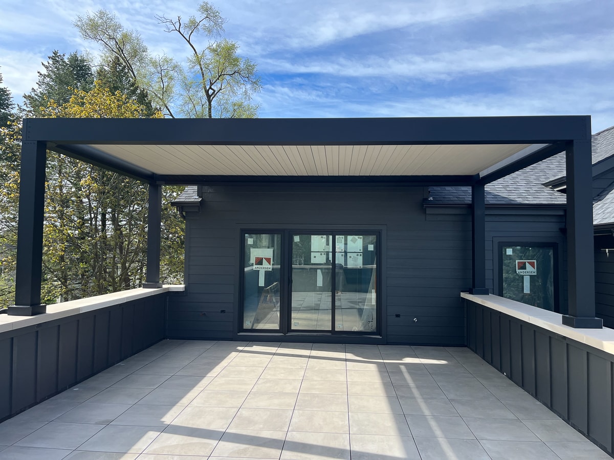 Aluminum Pergola installed on an elevated patio.