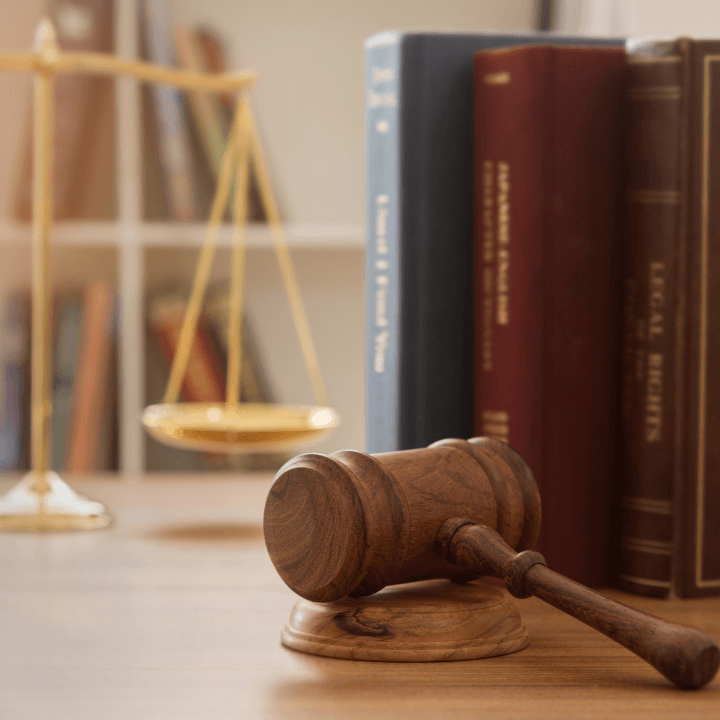 gavel with law books