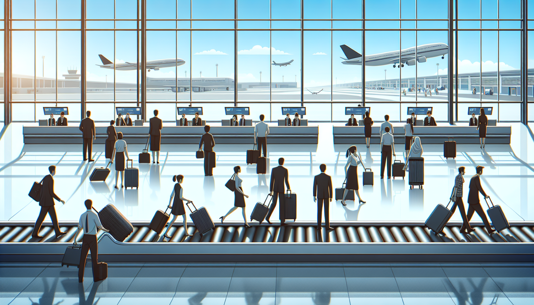 Baggage reclaim and check-in for connecting flights at Newark Airport