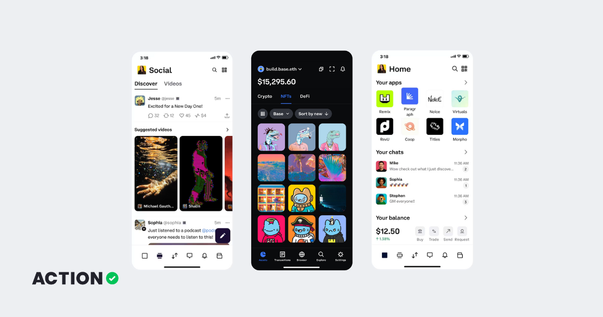 Get the Base app through the coinbase apple app and coinbase android app