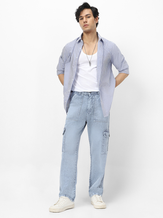 Loose fit cargo jeans for men