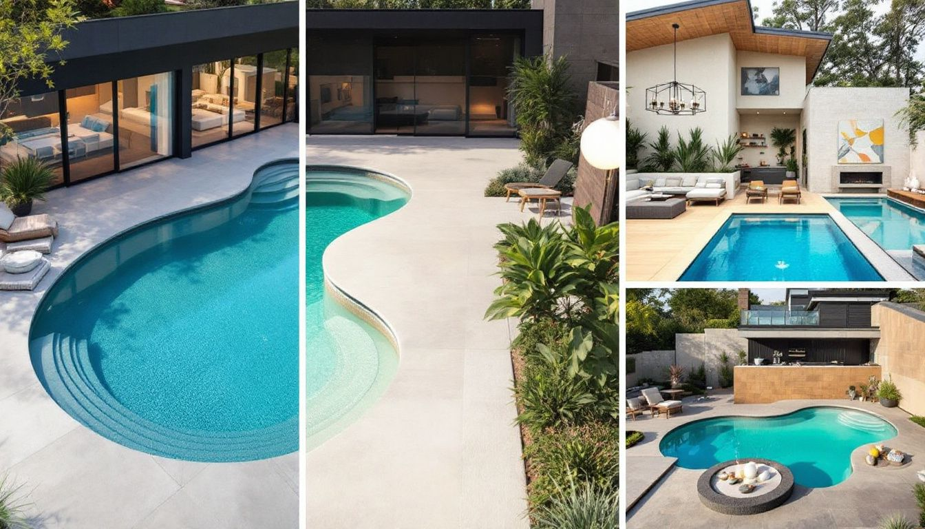 A variety of popular fiberglass pool designs showcasing different shapes and styles.