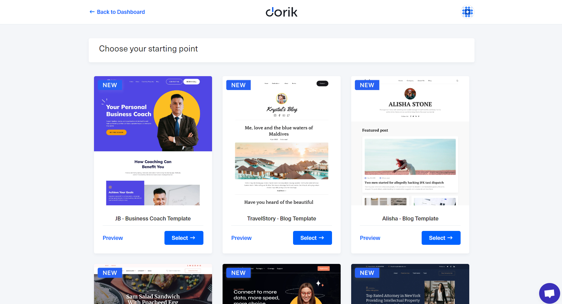 dorik pre-made templates