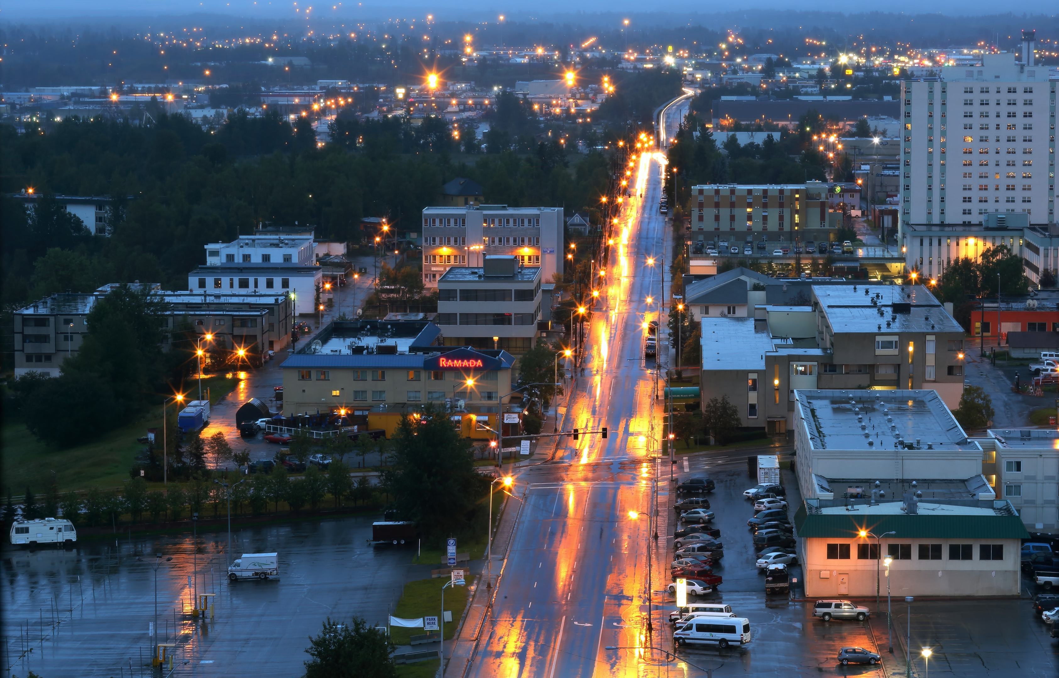 An arial view of Anchorage, AK. Ship a car to Alaska. We are the auto shipping experts.