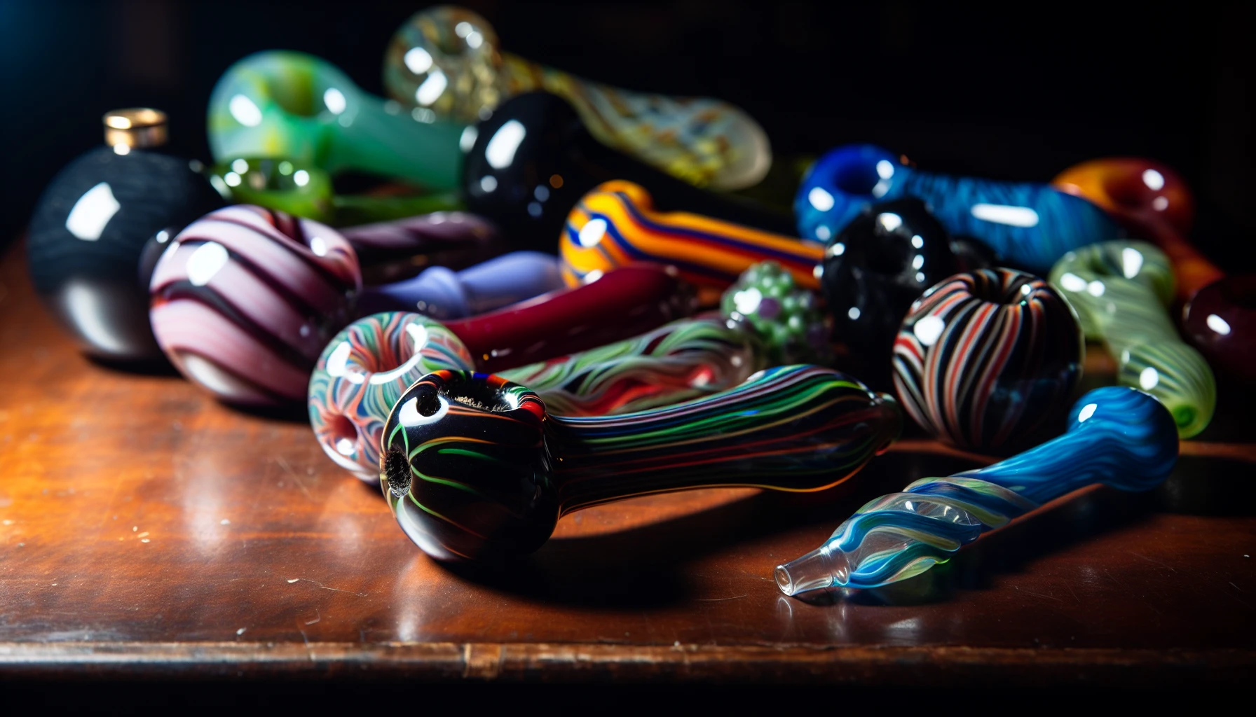 Colorful and intricate glass pipes