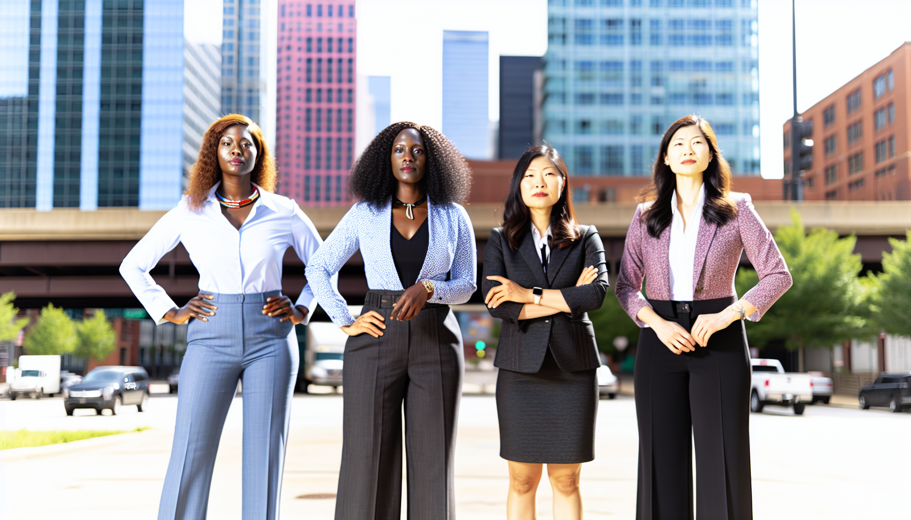 Photo of a diverse group of women standing assertively