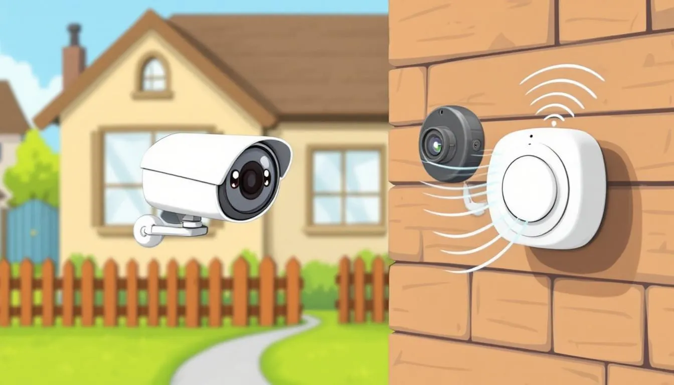 An outdoor security camera and motion detector installed at a home, highlighting protection against burglary.