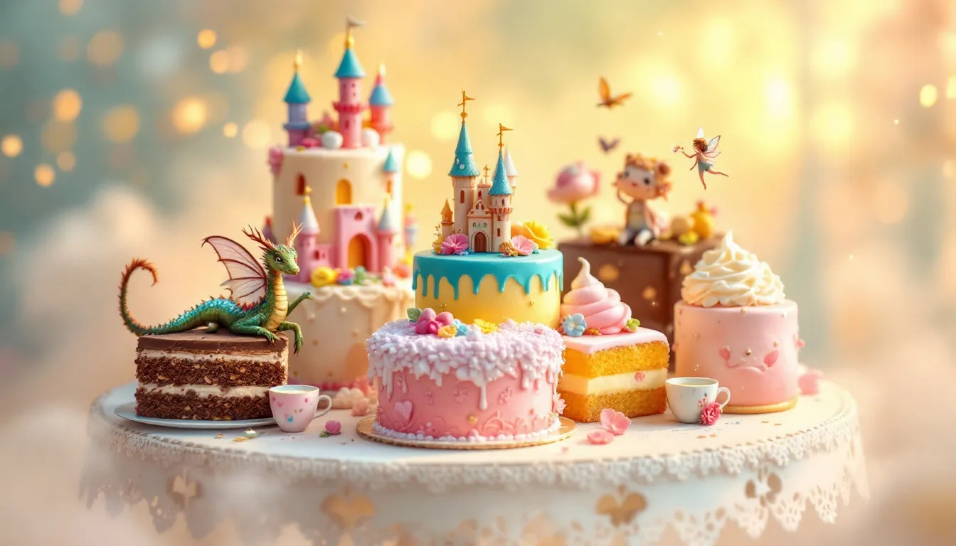 A variety of mini cakes displayed beautifully.