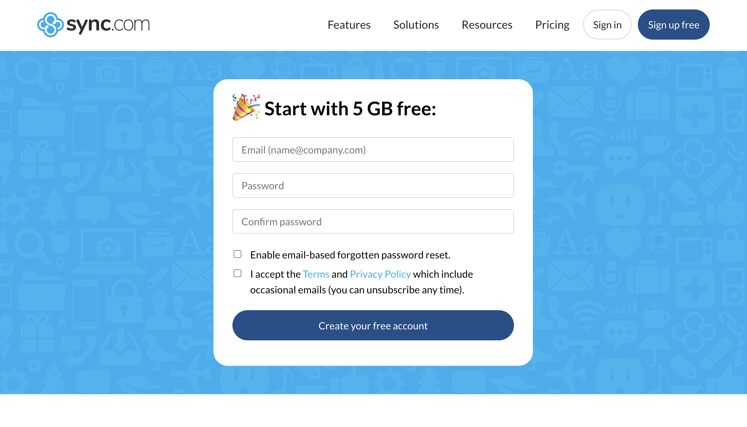 Sync.com website homepage.
